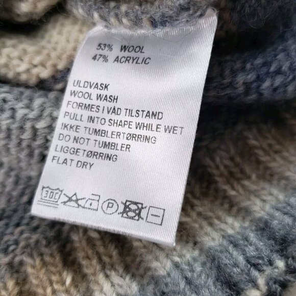 Skovhuus Wool Blend Sweater Womens Medium Blue Stripe Turtleneck Danish Pullover - Picture 7 of 9